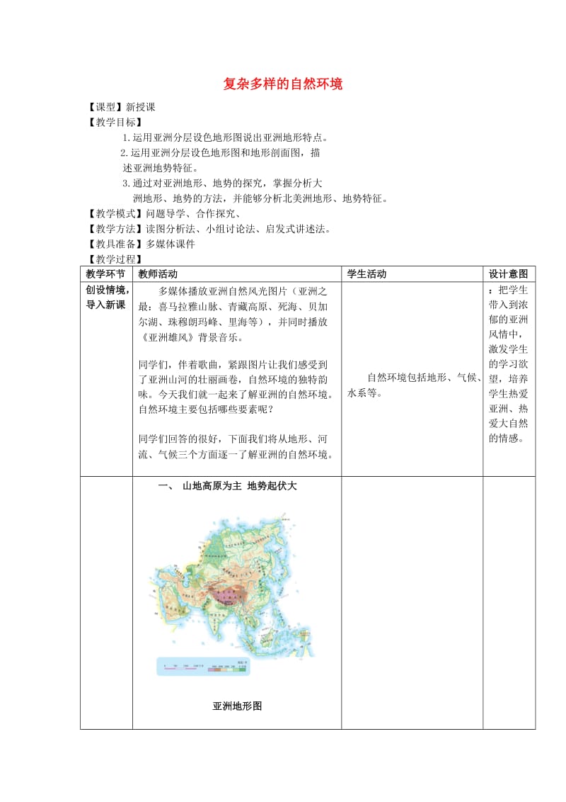 七年级地理下册6_2复杂多样的自然环境教学案1.docx_第1页