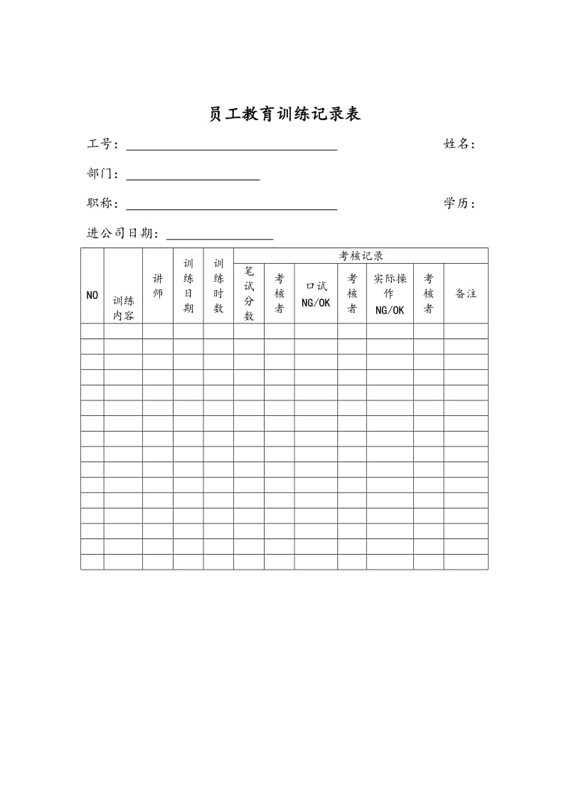 员工教育训练记录表（doc格式）.doc_第1页