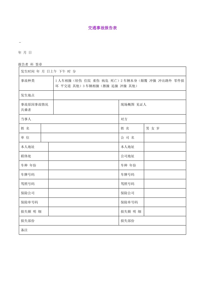 交通事故报告表.doc_第1页