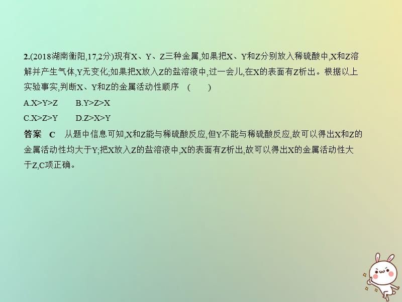 湖南专用2019年中考化学复习专题四金属金属矿物试卷部分课件.pptx_第2页