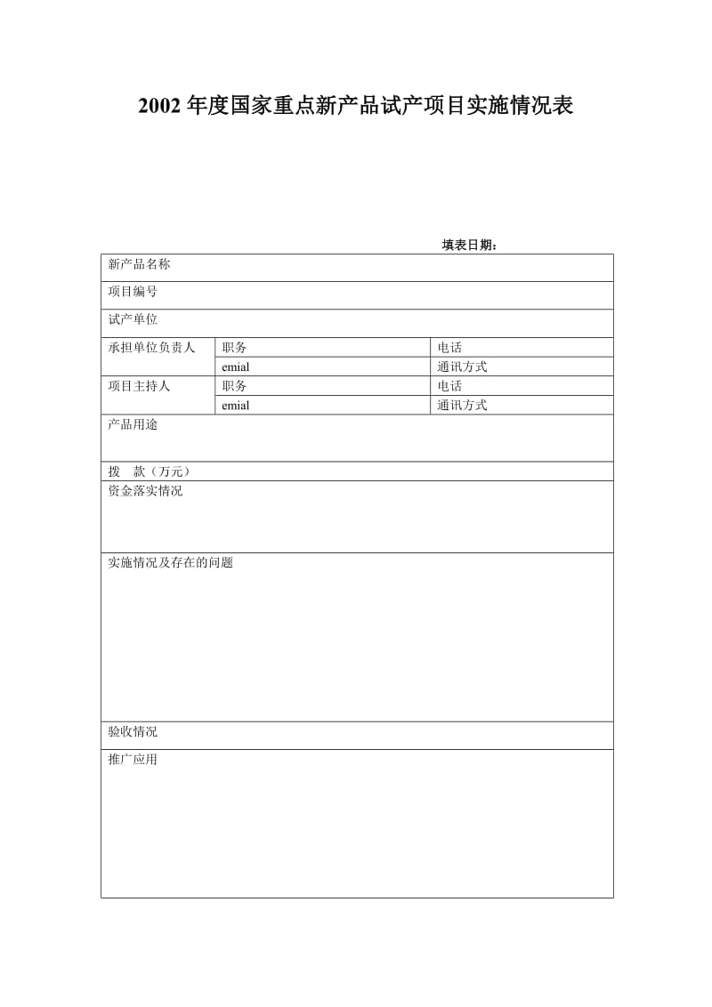 国家重点新产品试产项目实施情况表（表格模板、doc格式）.doc_第1页