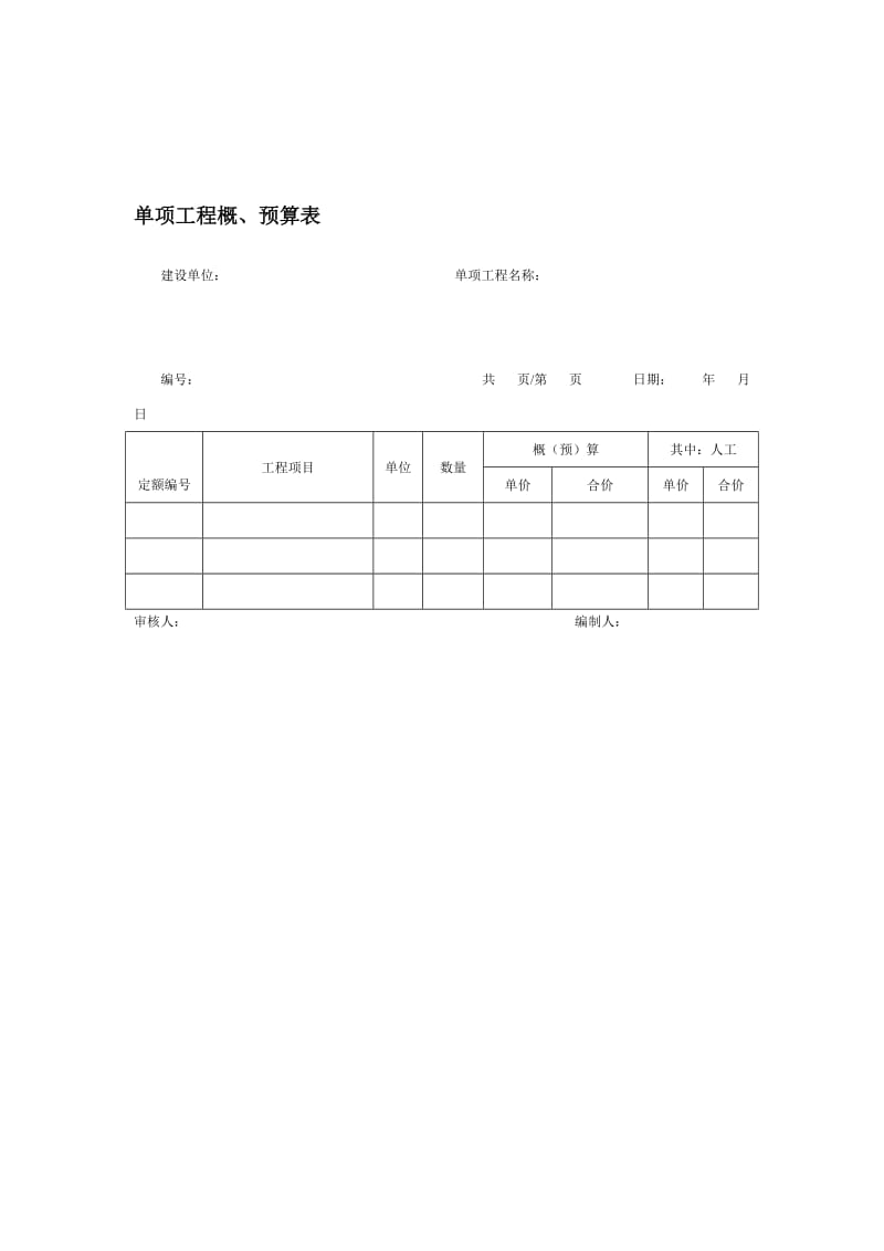 单项工程概、预算表格式.doc_第1页