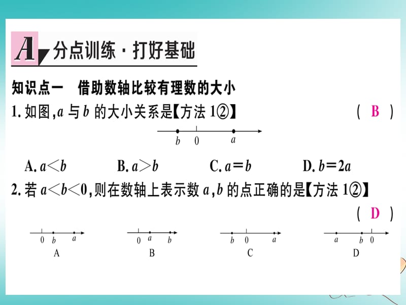 2018年秋七年级数学 第一章有理数1.2有理数1.2.4绝对值第2课时有理数大小的比较习题课件.pptx_第2页