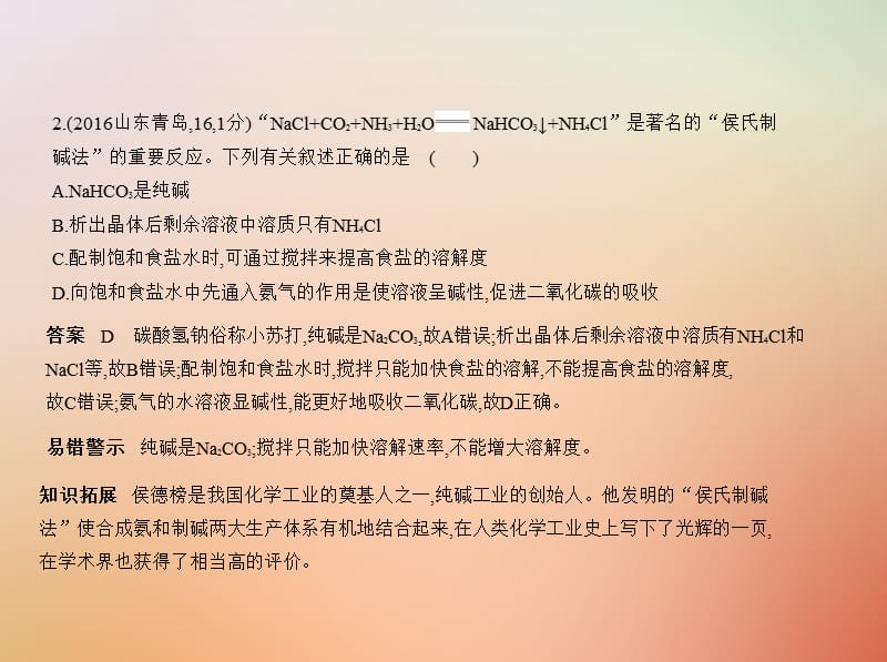 山东专版2019年中考化学复习专题六盐化学肥料试卷部分课件.pptx_第3页