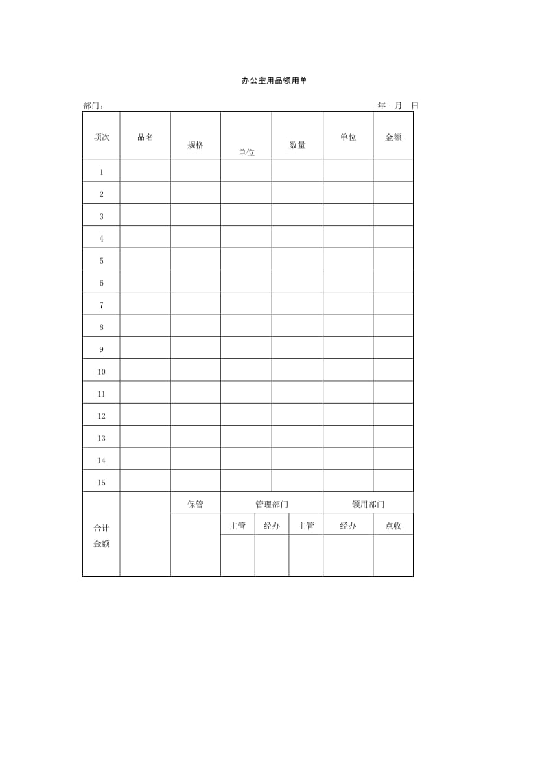 办公室用品领用单格式.doc_第1页