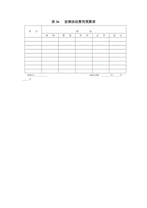 促销活动费用预算表（表格模板、doc格式）.doc