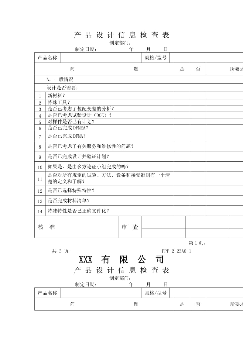 产品设计信息检查表.doc_第1页