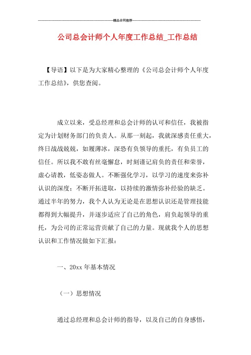 公司总会计师个人年度工作总结_工作总结.doc_第1页