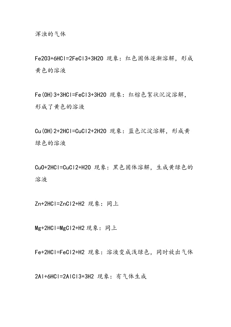 2018九年级九年级中考化学必背方程式盐酸相关的化学方程式.doc_第2页