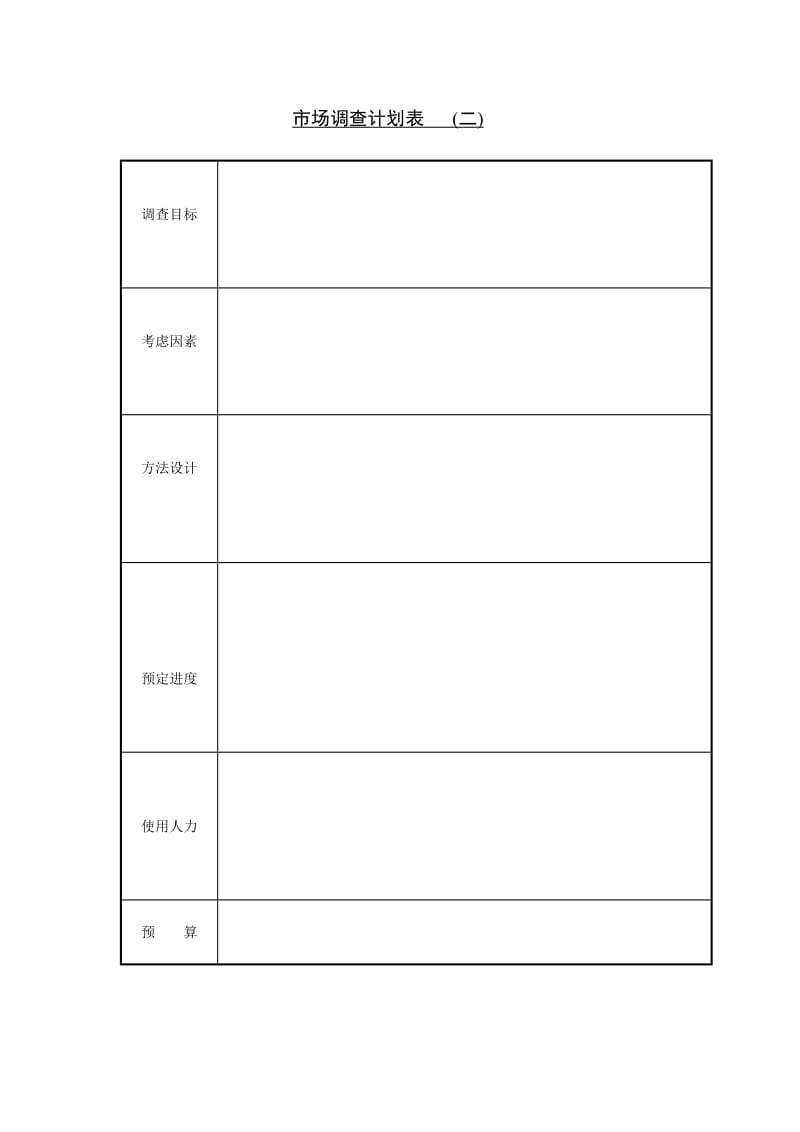 市场调查表格-市场调查计划表（表格模板、doc格式）.doc_第1页