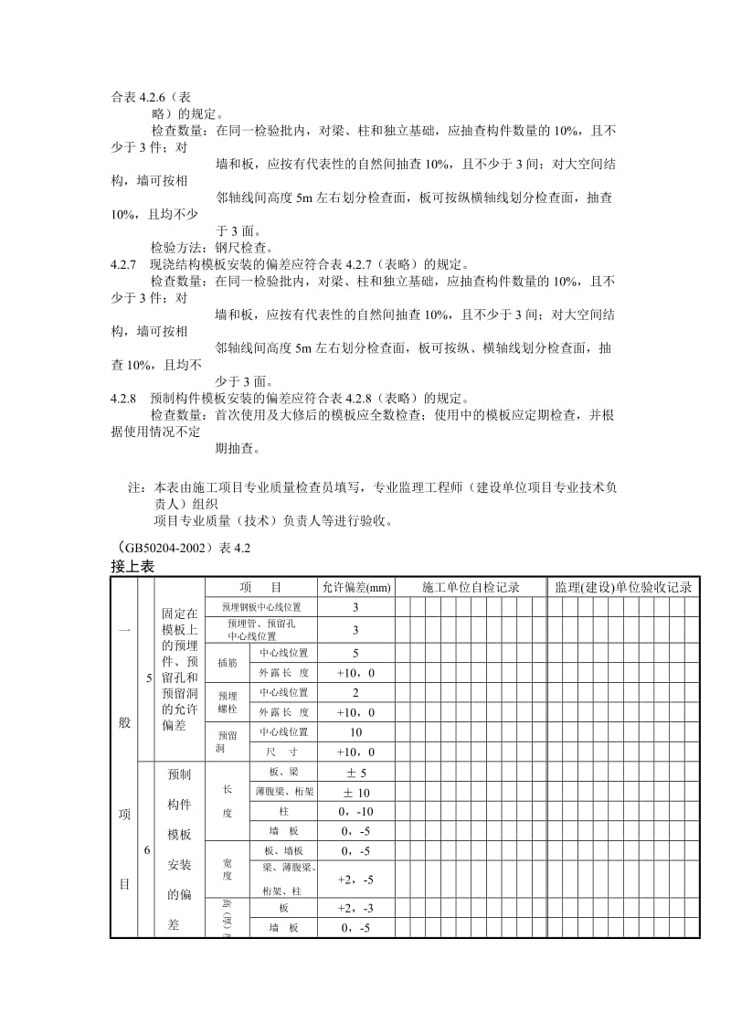 模板安装（含预制构件）工程检验批质量验收记录.doc_第3页