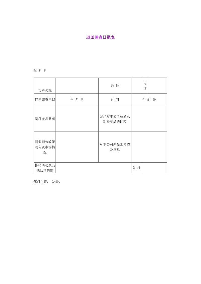 巡回调查日报表（doc格式）.doc_第1页