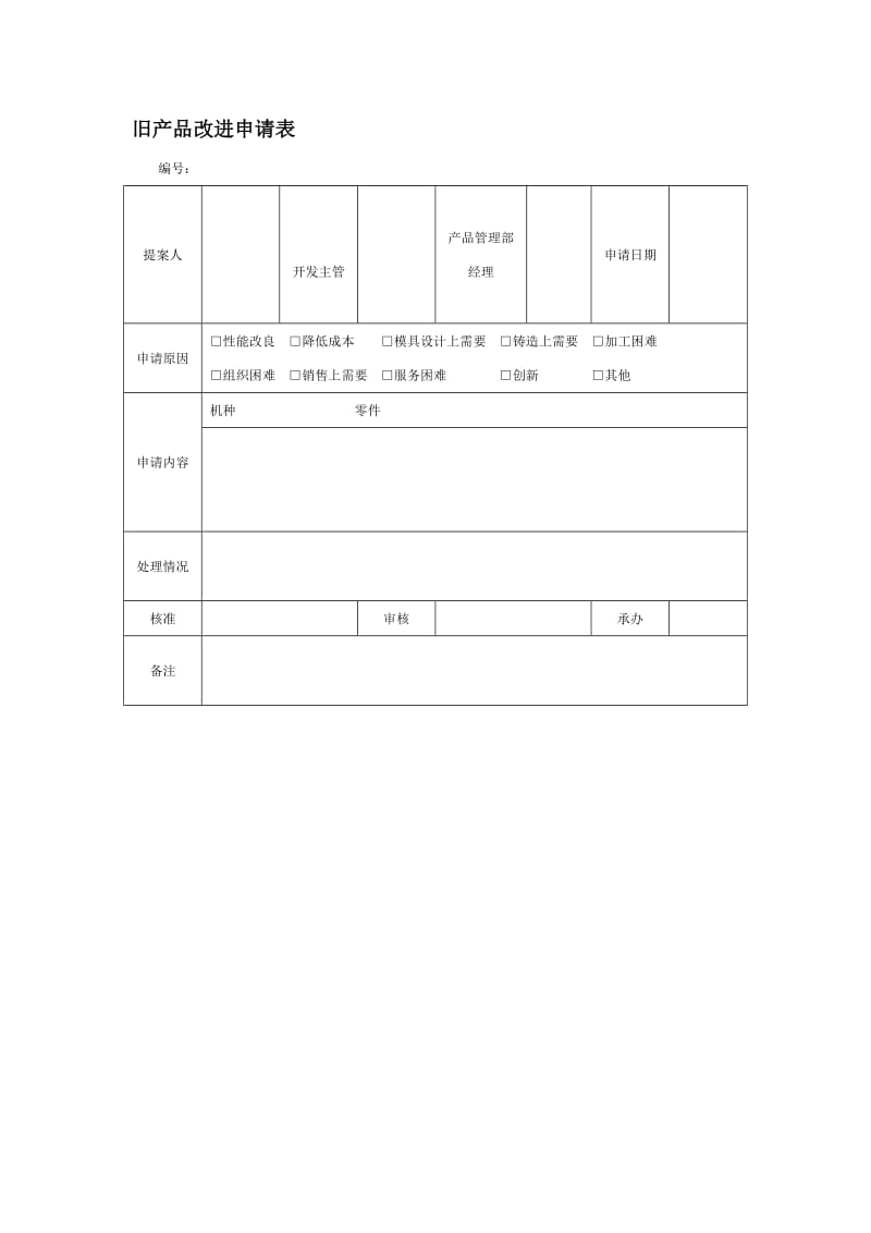 旧产品改进申请表.doc_第1页