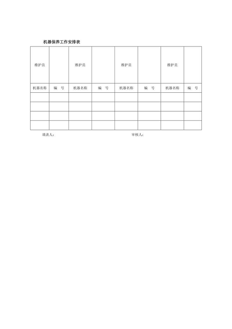 机器保养工作安排表.doc_第1页