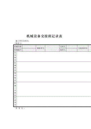 机械设备交接班记录表.doc