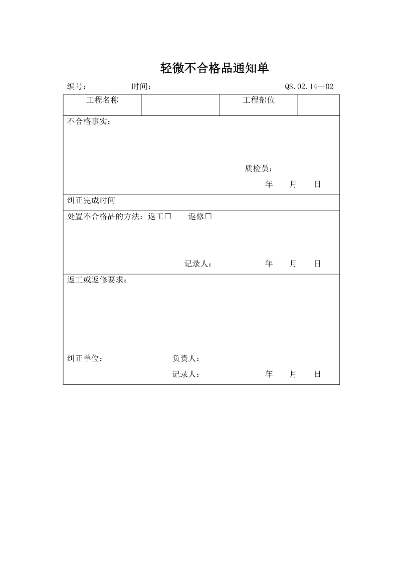 不合格品控制附表.doc_第1页