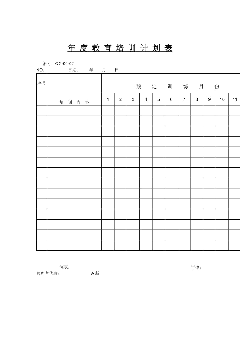 教年度教育培训计划表（表格模板、doc格式）.doc_第1页