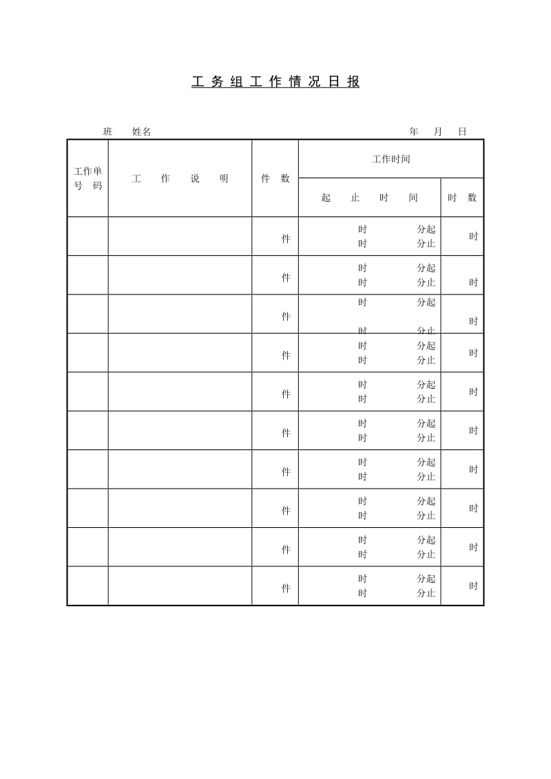 工务组工作情况日报格式.doc_第1页