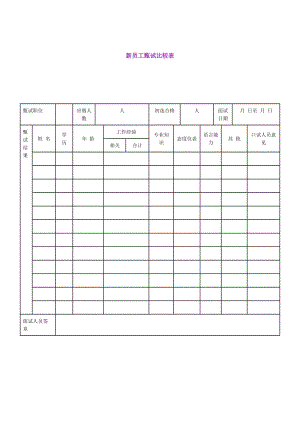 新员工甄试比较表（表格模板、doc格式）.doc