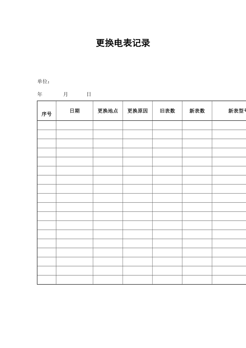 更换电表记录（表格模板、doc格式）.doc_第1页