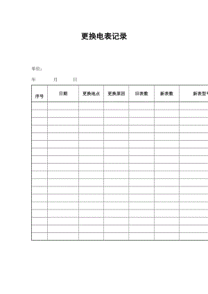 更换电表记录（表格模板、doc格式）.doc