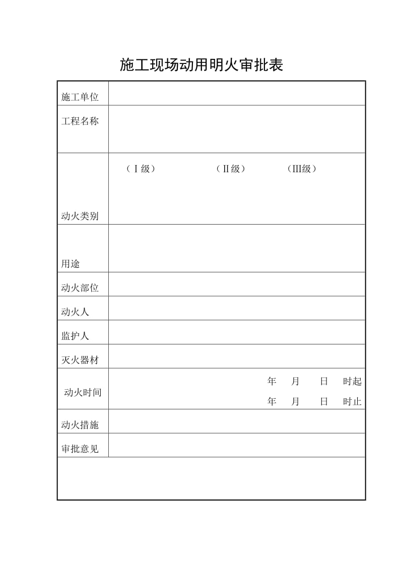 施工现场动用明火审批表.doc_第1页