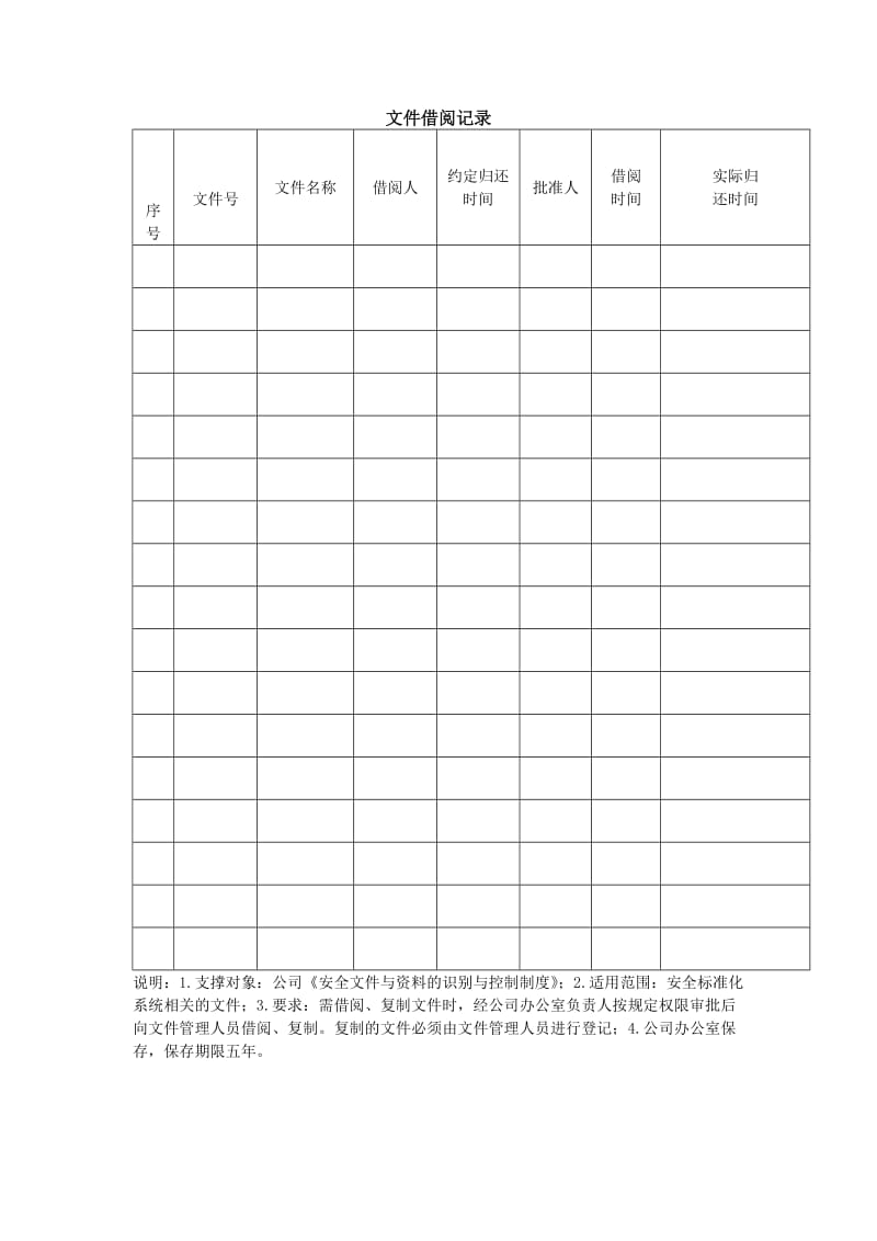 文件借阅记录（word模板、doc格式）.doc_第1页