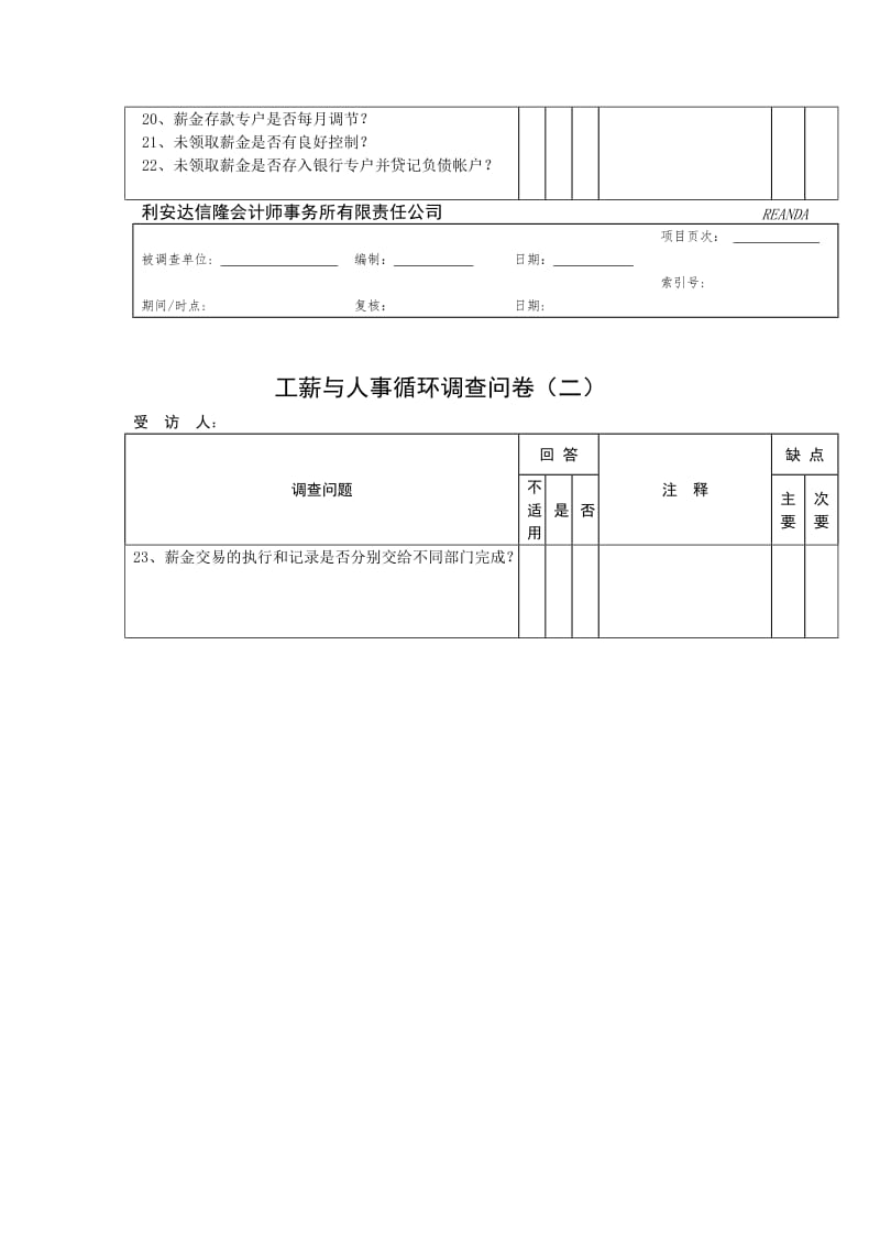 工薪与人事循环调查问卷（doc格式）.doc_第2页