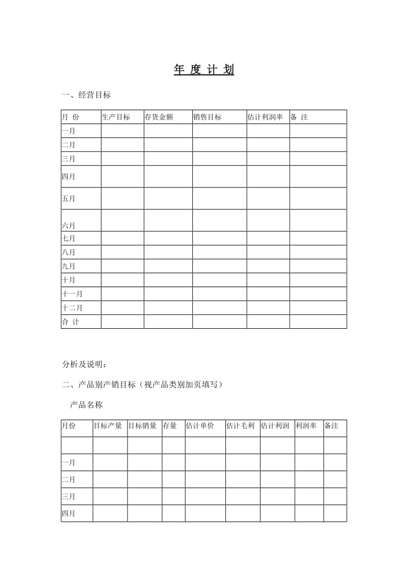 年度计划表格模板（doc格式）.doc_第1页