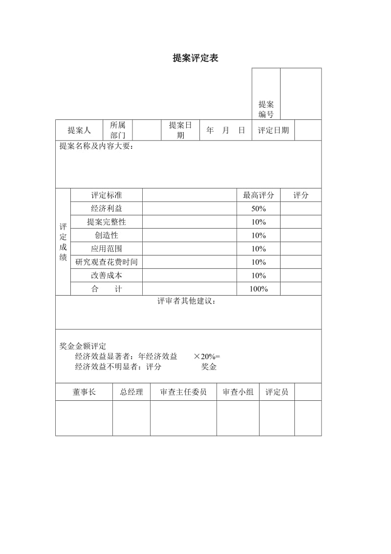 提案评定表word模板.doc_第1页