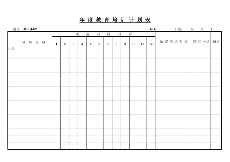 教年度教育培训计划表.doc_第1页