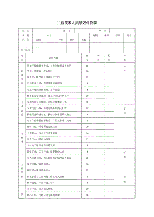 工程技术人员绩效评价表格式.doc