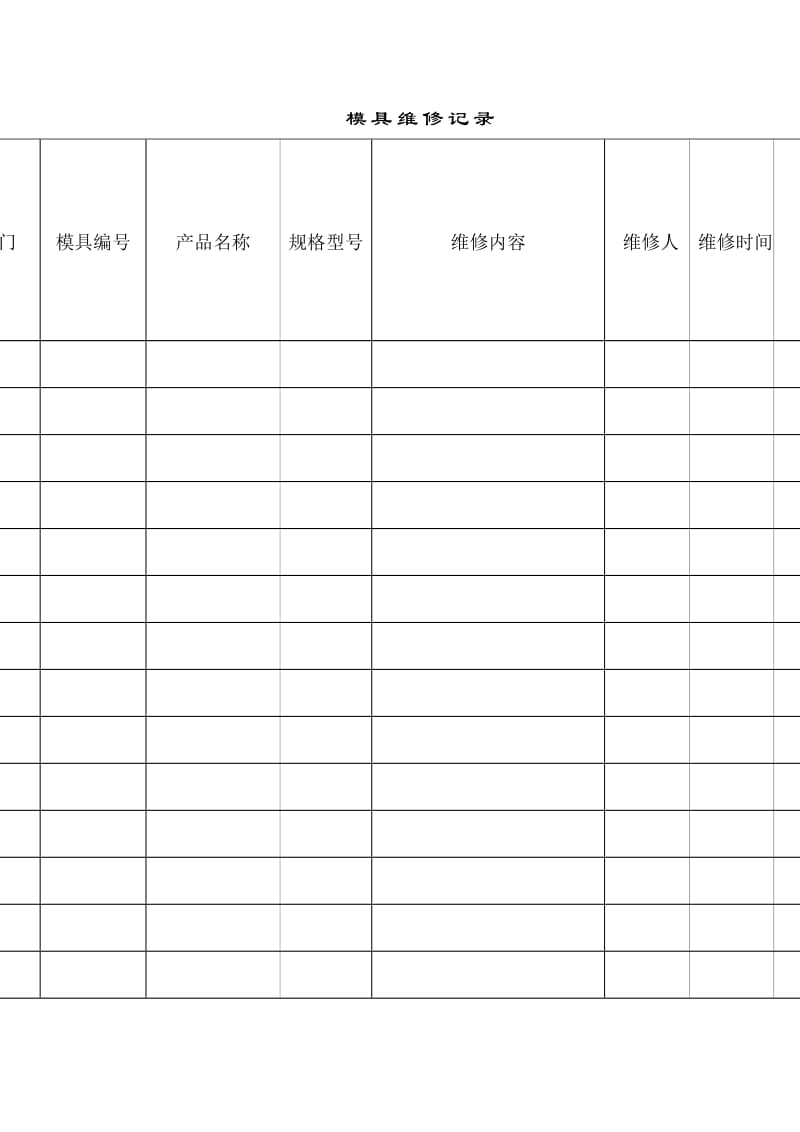 模具维修记录表（表格模板、doc格式）.doc_第1页