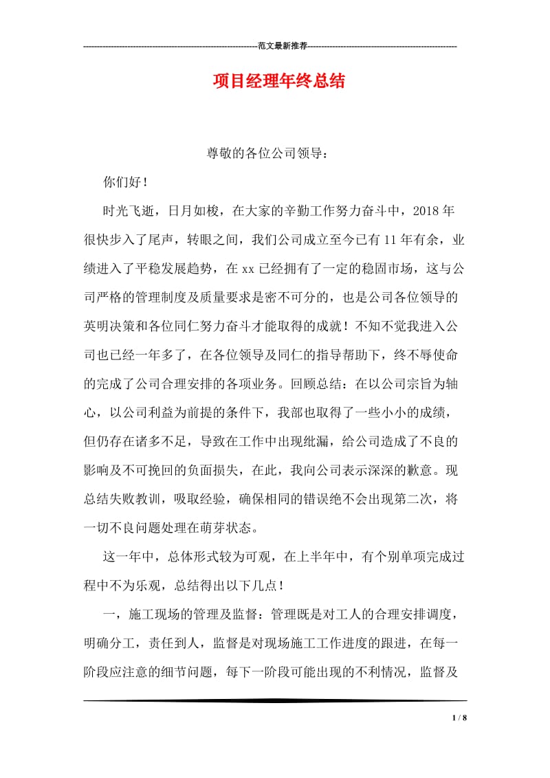 项目经理年终总结.doc_第1页