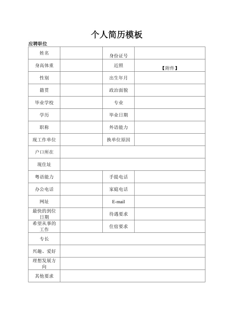 有工作经验者简历模板.doc_第1页