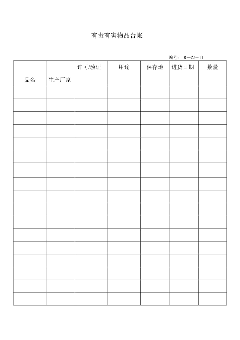 有毒有害物品台账（表格模板、doc格式）.doc_第1页