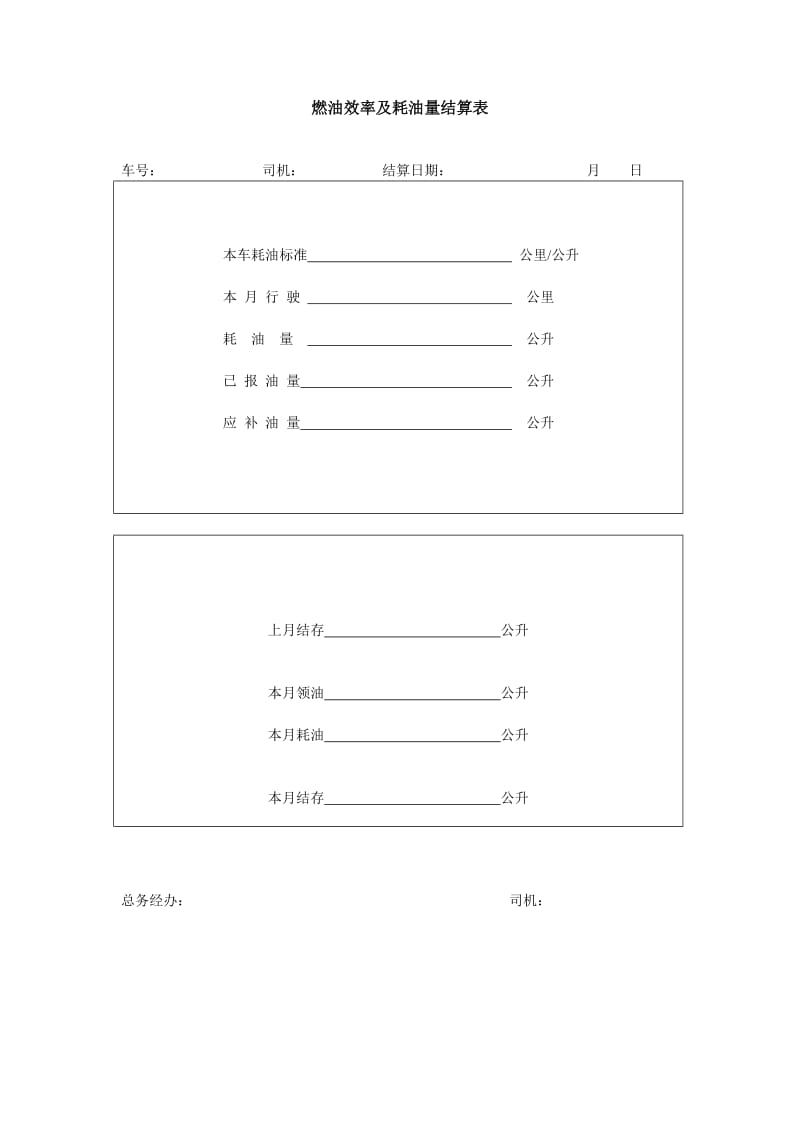 燃油效率及耗油量结算表（doc模板）.doc_第1页