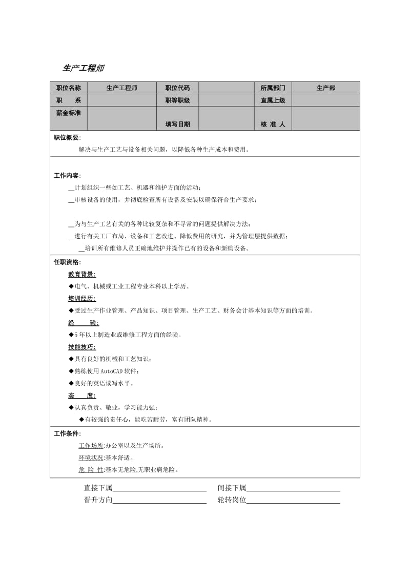 生产工程师职位说明书.doc_第1页