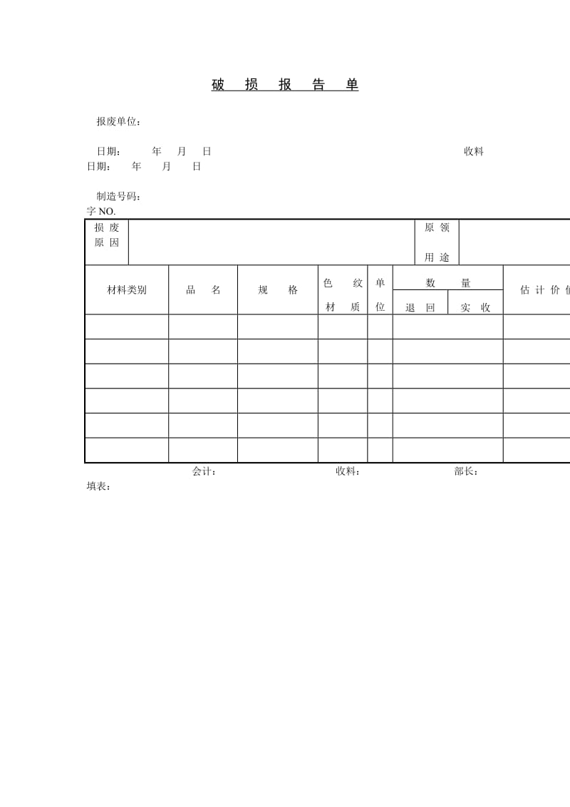 破损报告单模板.doc_第1页