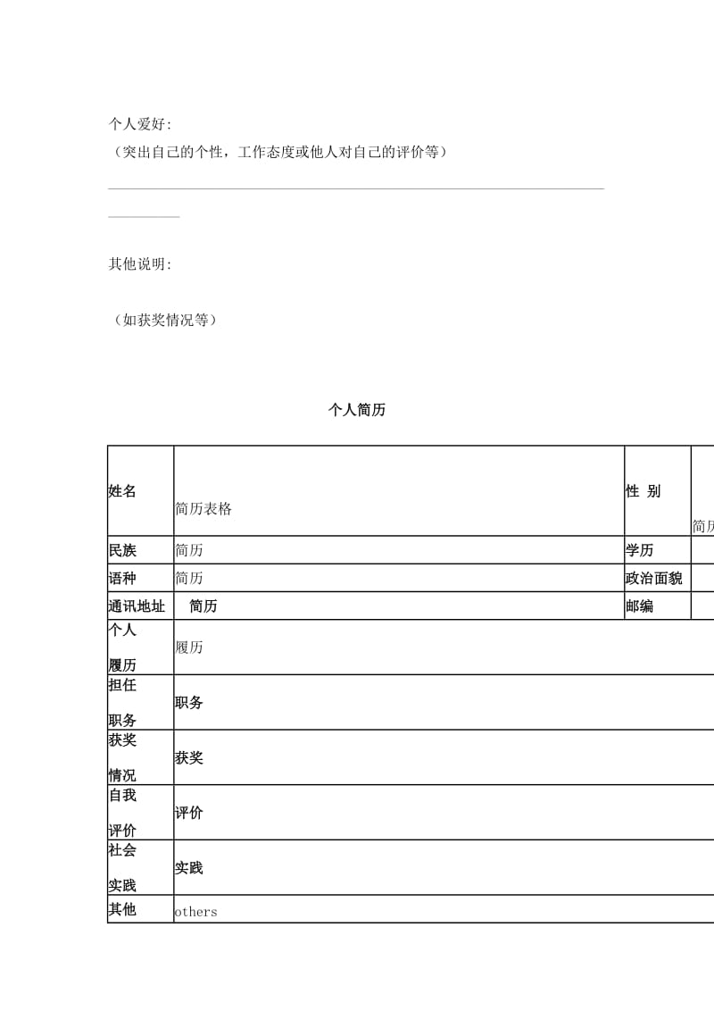 简单个人简历表格.doc_第3页