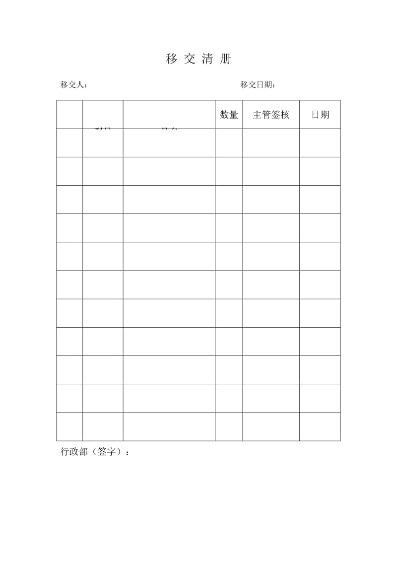 移交清册（制度范本、doc格式）.doc_第1页