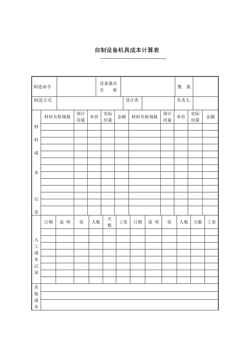 自制设备机具成本计算表word模板.doc_第1页