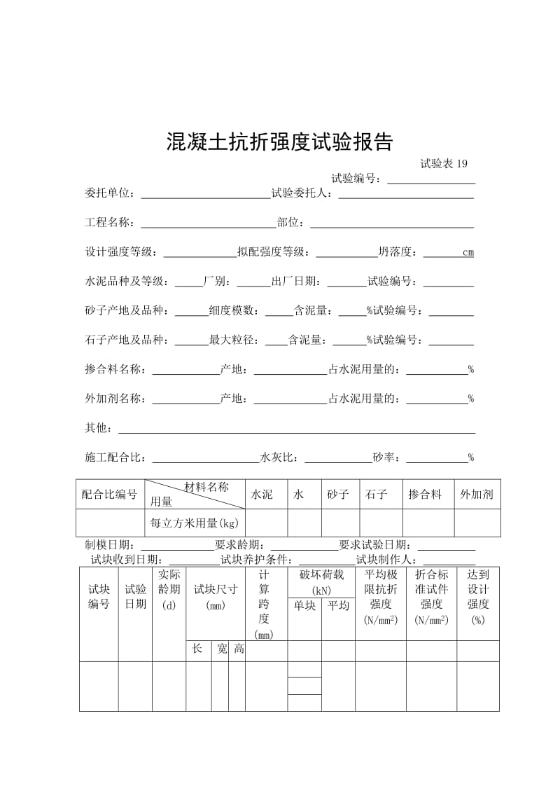 混凝土抗折强度试验报告.doc_第1页