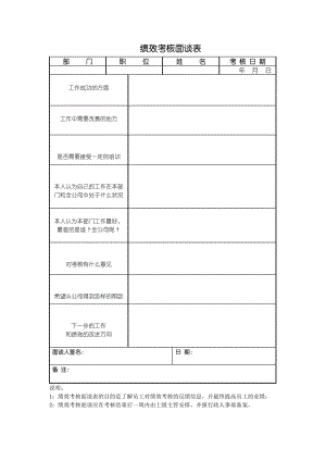 考核面谈表（表格模板、doc格式）.doc