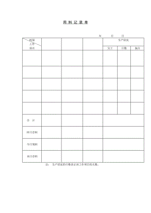 用料记录单格式.doc