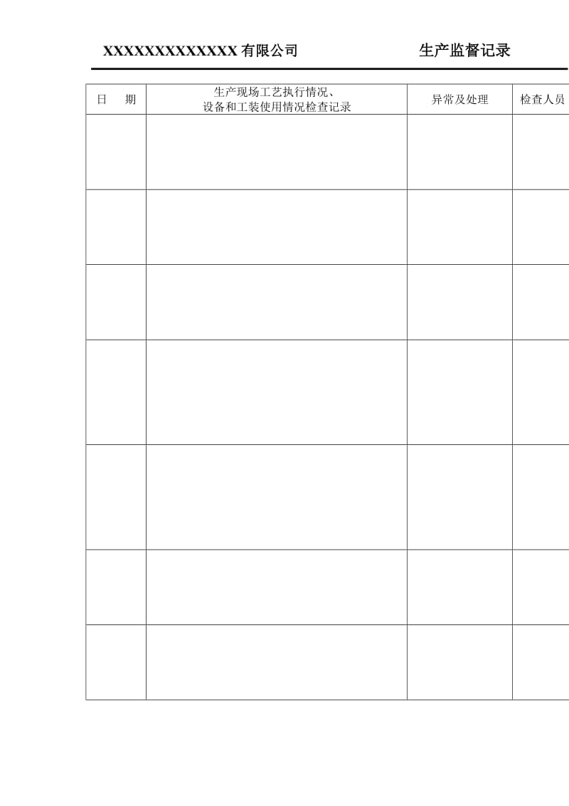 生产监督记录（表格模板、doc格式）.doc_第1页
