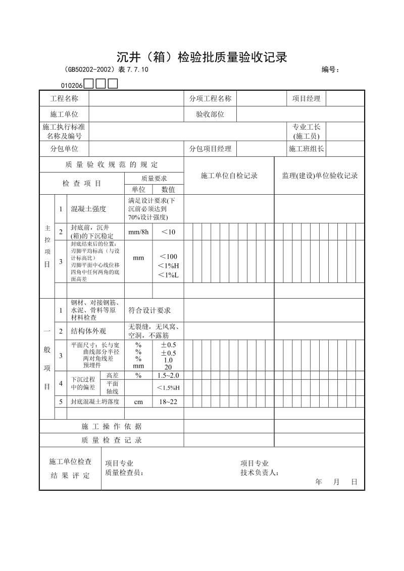 沉井（箱）检验批质量验收记录.doc_第1页