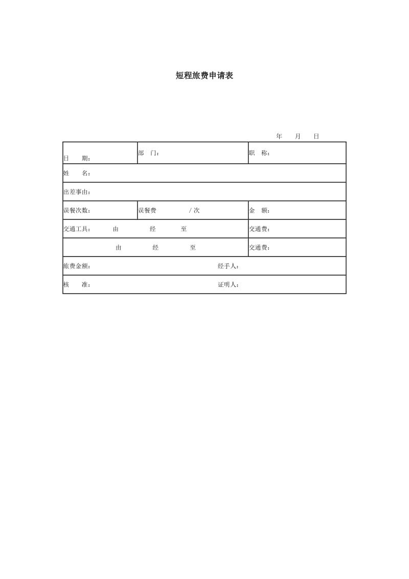 短程旅费申请表格式.doc_第1页