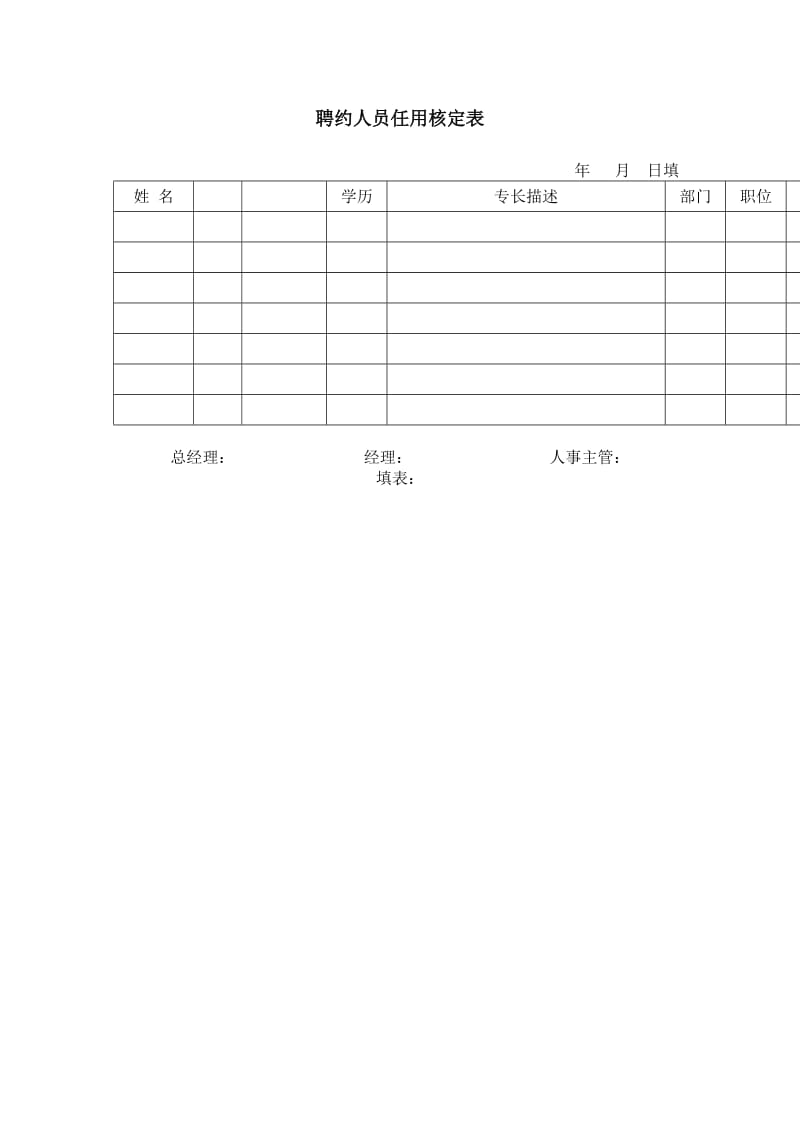 聘约人员任用核定表word模板.doc_第1页