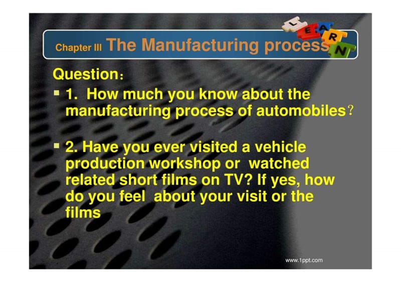 最新汽车英语生产过程、引擎和底盘..ppt_第2页